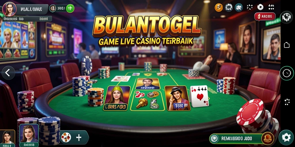 Screenshot gameplay BULANTOGEL menampilkan dealer langsung dalam suasana kasino.