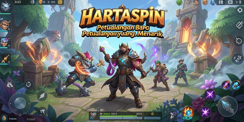 Screenshot utama HARTASPIN menampilkan aksi mendebarkan dalam petualangan RPG.