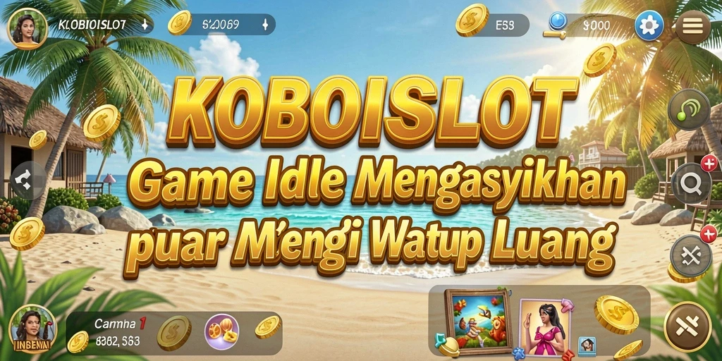 Tampilan screenshot utama KOBOISLOT menampilkan mesin slot dengan koin berkilau.