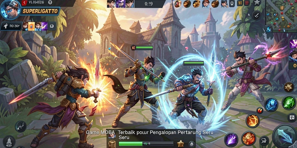 Tampilan gameplay seru di SUPERLIGATOTO dengan pertarungan tim yang intens.